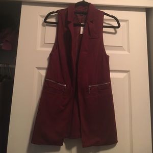 Burgundy long vest